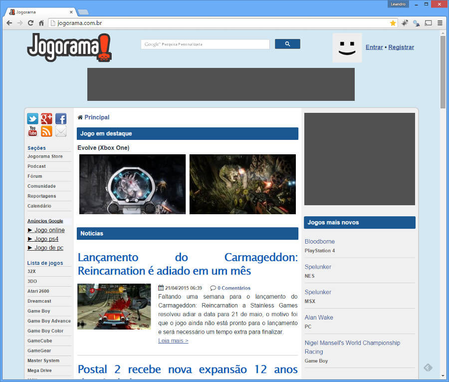 Jogorama com layout responsivo
