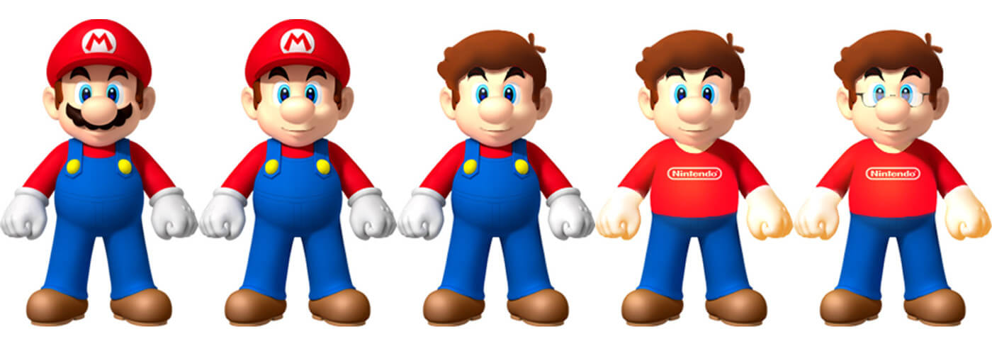 Mario sem bigode e macacão