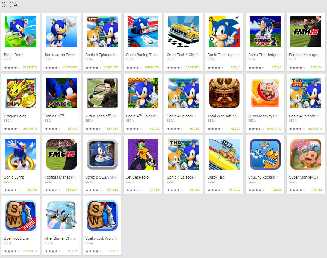 Todos jogos da Sega para Android