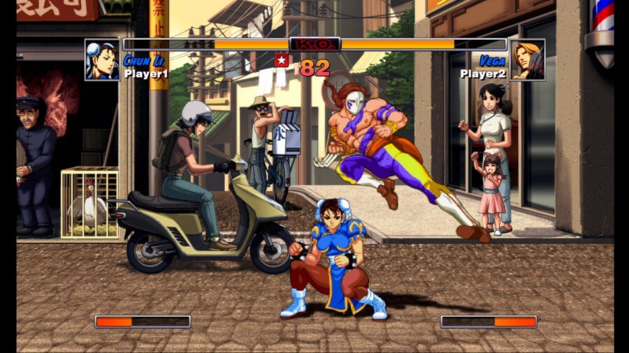 Vega e Chun Li no Super Street Fighter II Turbo HD Remix
