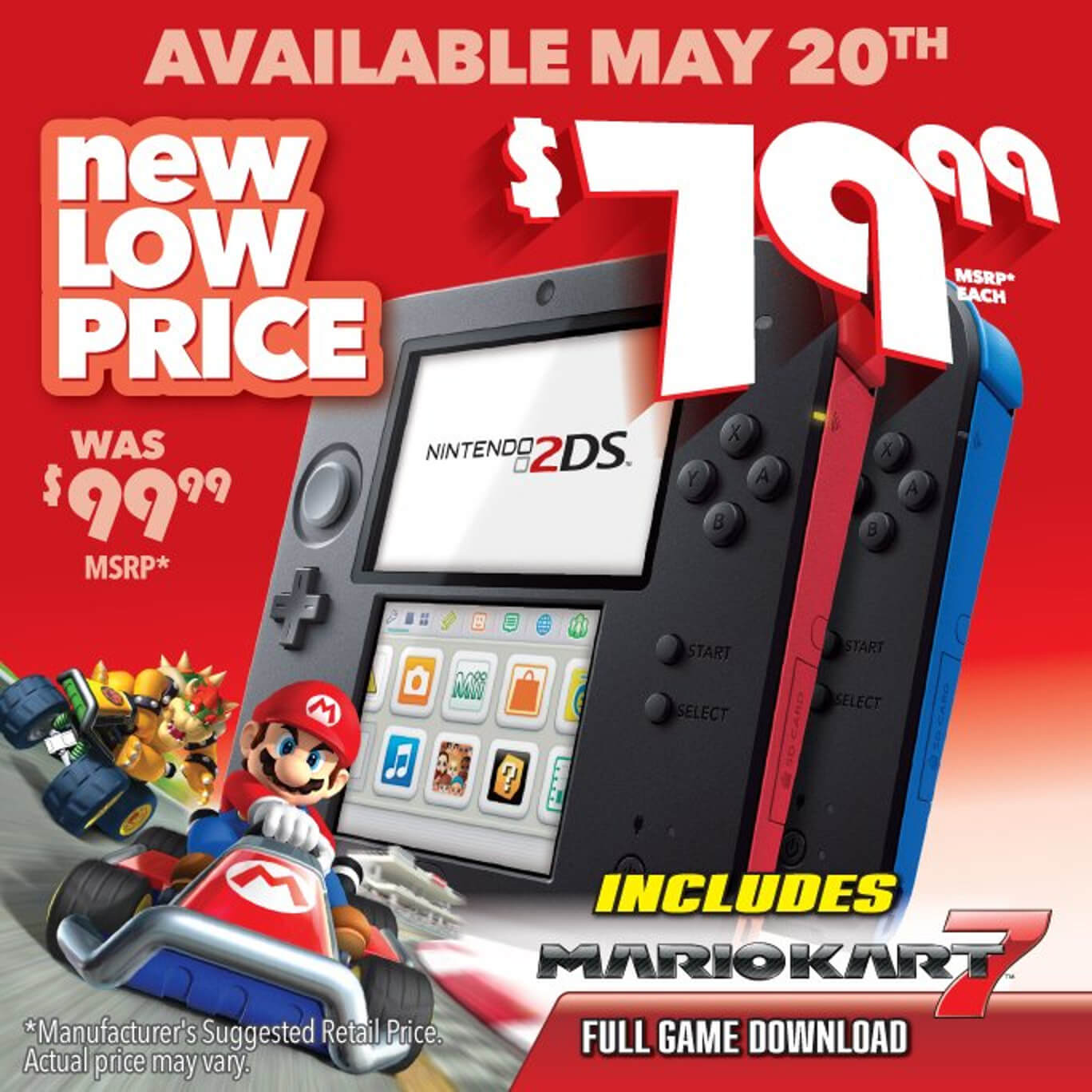 Nintendo 2DS fica mais barato