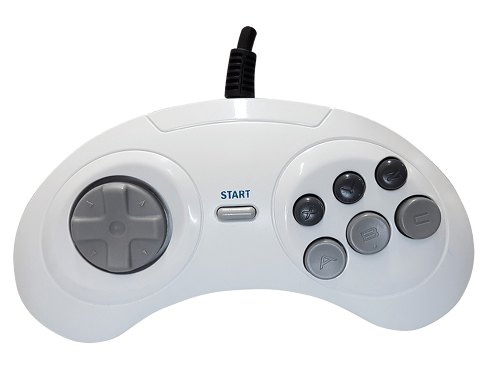 Joystick branco de 6 botões para Mega Drive