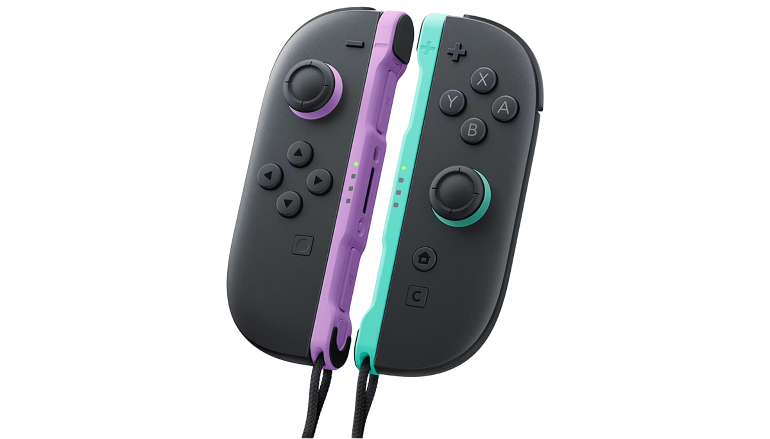 Joy-Con 2 nas cores roxo e verde